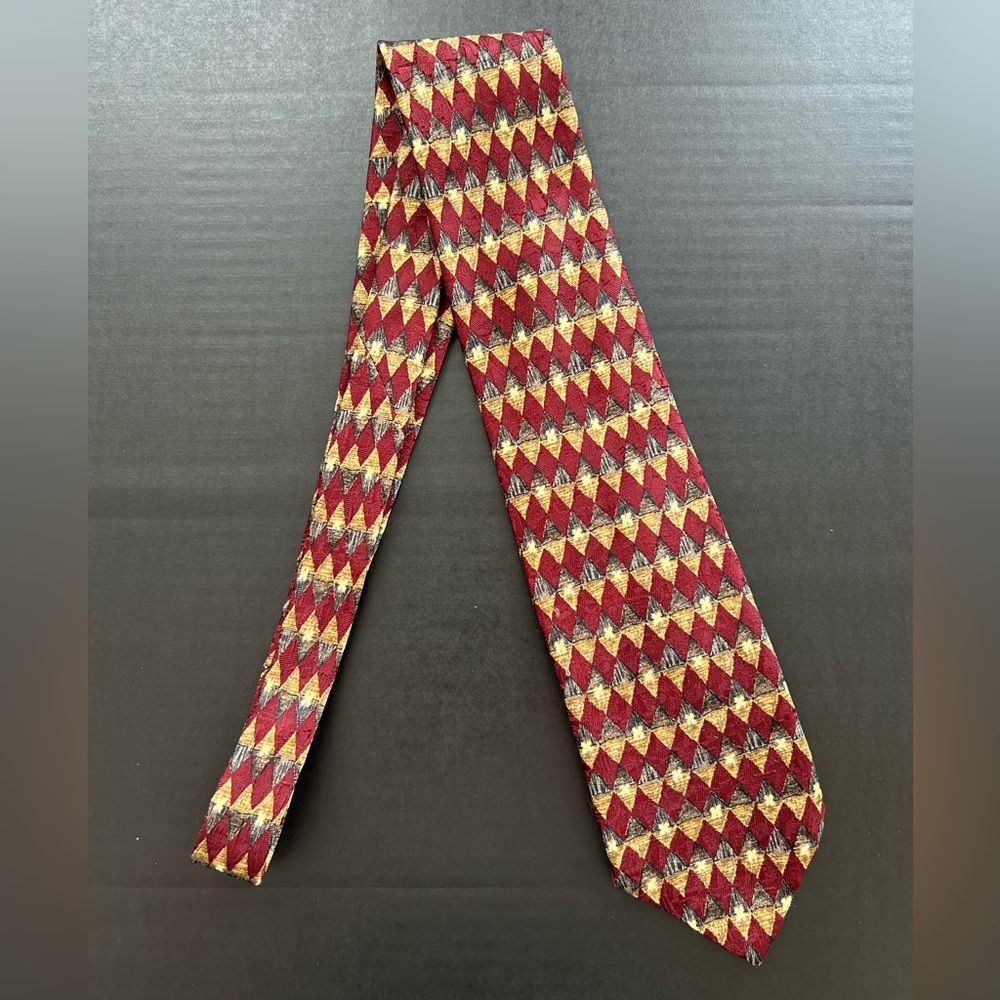 ERMENEGILDO ZEGNA Exclusive Design Mens Silk Tie Argyle 58 Inch Long - Picture 2 of 6